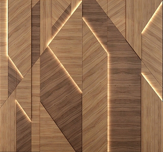 Wood veneer background wall panel 3d model