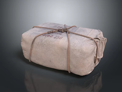 Cement Package Wrapped in Rough Cloth Tied with Rope 50kg Industrial Storage 3d model