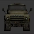 Old Style Tank Truck With Green Orange Body Vintage Design Headlights And Ladder