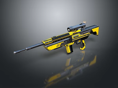 Yellow And Black Modern Sniper Rifle With Scope And Futuristic Design Features 3d model