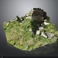Natural Green And White Rock Formation With Textured Surface And Dark Accents