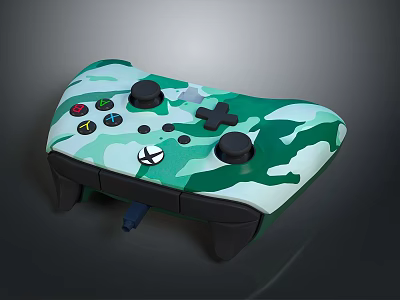 Green Camouflage Gaming Controller For Entertainment Electronics With Buttons And Joysticks 3d model