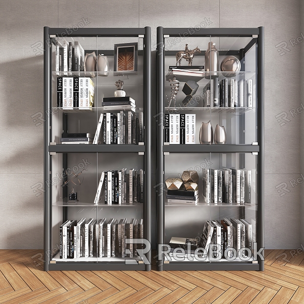 Modern Bookcase Metal Bookshelf Metal Glass Bookshelf Metal Storage Cabinet Glass Storage Rack Metal Glass Bookcase model