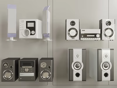 Stylish Modern Audio Speakers With Various Designs And High Quality Sound Systems 3d model