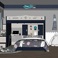 Kids Room Interior With Blue Theme Airplane Light Bunk Bed Desk Star Quilt And Toys