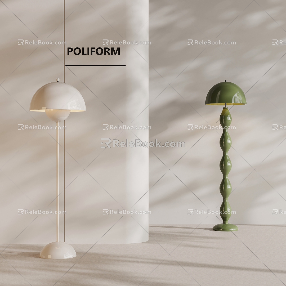 Floor lamp modern cream style 3d model