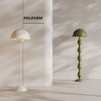 Modern White And Green Floor Lamps With Dome Shades And Spiral Poles For Interior 3d model