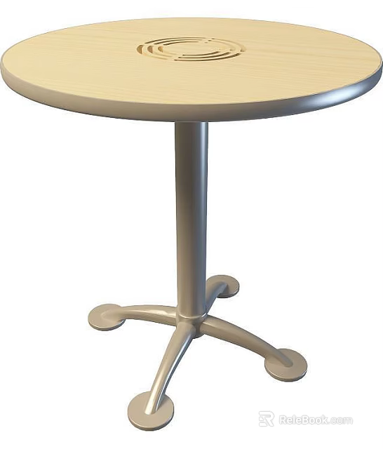Tech Exhibition Hall Round Light Colored Table with Silver Metal Legs for 3d model