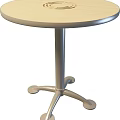 Tech Exhibition Hall Round Light Colored Table with Silver Metal Legs for 3d model