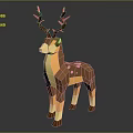 Low Poly Deer Character Featuring Pink Antlers Brown Yellow Body And Spots