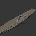Aircraft Carrier Water Transportation Featuring Gray Hull Brown Bottom Superstructure And Radar Antennas On Deck