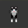 Pixel Art Black And White Cat With Blue Eyes And Pink Nose