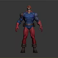 Superhero Action Figure With Red Hair Blue Top Red Pants Shoulder Pads And Brown Boots