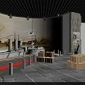 Cultural Center Exhibition Featuring Warship Model Mural Anchor And Stone Steps