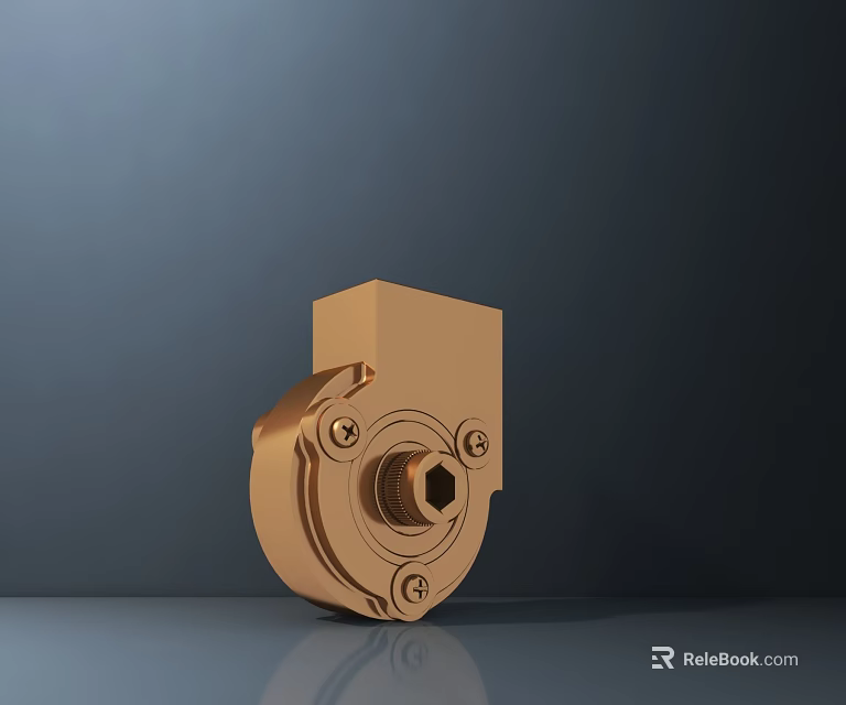 Golden Modern Wall Lamp With Circular Base And Square Body Design 3d model 