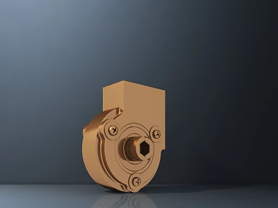 Golden Modern Wall Lamp With Circular Base And Square Body Design 3d model