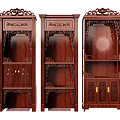 Traditional Chinese Wooden Buddhist Shrine Cabinets With Carved Details And Storage Shelves
