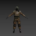 Tactical Military Game And Movie Character With Camouflage Uniform Vest And Protective Gear