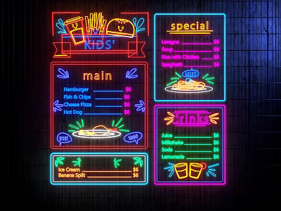 Modern Decorative Light Bar Neon Neon Light Dining Neon Light 3d model