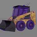 Yellow Skid Steer Loader With Front Bucket Large Tires And Protective Cage Cab
