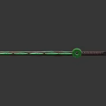 Wooden Weapon With Green Snake Pattern And Decorative Accents
