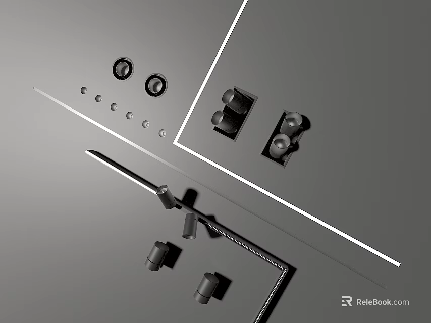 Downlights and Spotlights Various Design Styles With Mounting Components and Lighting Fixtures 3d model 