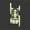 White Retro Vehicle Model With Large Wheels Seats Steering Wheel And Headlight