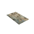 Square Rug With Abstract Textured Pattern In Beige Blue Gray Modern Design