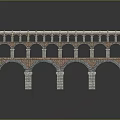Garden Landscape Design Featuring Double Tiered Arches Red Bricks And White Stone Aqueduct Structure