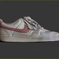 White Casual Sneakers With Pink Logo Lace Up Design And Perforated Upper Details