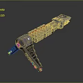 Mechanical Device With Multiple Connected Parts Red Blue Accents Metallic Texture Industrial Design