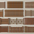 Different Wooden Railing Styles Featuring Lattice Picket And Cross Patterns 3d model