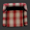 Classic Wingback Single Sofa With Red And White Plaid Fabric Upholstery