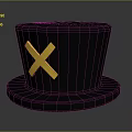 Black Top Hat With Gold X Symbol Classic Stylish Daily Living Accessory