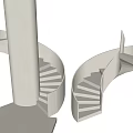 Modern White Spiral Staircase Design With Curved Steps And Central Column
