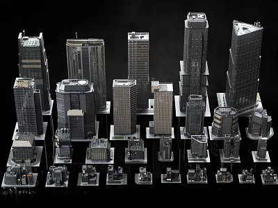 Modern Skyscraper Architectural Models With Various Heights And Urban Design Elements 3d model