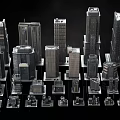 Modern Skyscraper Architectural Models With Various Heights And Urban Design Elements 3d model