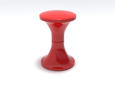 Modern Red Round Stool With Glossy Smooth Surface And Stable Base 3d model