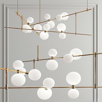 chandelier track geometric linear hanging lamp 3d model