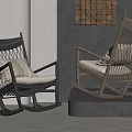 Modern Rocking Chair With Woven Backrest Armrests And Cushions In Stylish Living Space