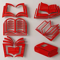 Stylish Red Book Shaped Wall Decor With Various Designs For Home Interior 3d model