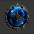 Blue Enchanted Crystal Ball With Intricate Metallic Base Ornate Gemstones And Chains