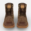 Brown Leather Work Boots with Lace Up Design Thick Sole and Sturdy Toe 3d model