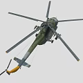 Detailed Military Camouflage Helicopter With Rotors Fuselage And Equipment Structure