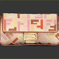 Stylish Fashion Bag With Colorful Geometric Pattern Golden Buckle And Orange Trim