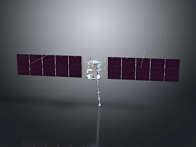 High Performance Satellite Equipment With Dual Solar Panel Arrays And Main Communication Module 3d model