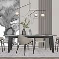 New Chinese Dining Table and Chair Combination 3d model