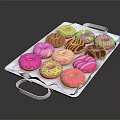 Colorful Donuts With Various Icing Colors And Sprinkles On Transparent Tray