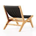 Wooden Frame Lounge Chair With Black Cushion And Multiple Angles 3d model