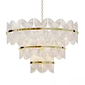 Elegant Modern Petal Shaped Chandelier With Gold Metal Rings And Multiple Layers